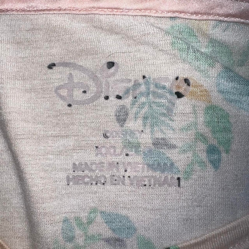 Disney Mickey Mouse XXL Pajama Set Pink Leaf Print 2-Piece - Picture 7 of 7